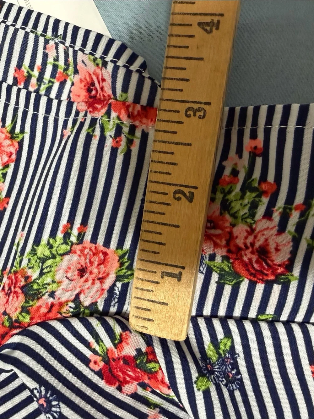 My Michelle Navy & White Striped Floral Cold-Shoulder One-Piece